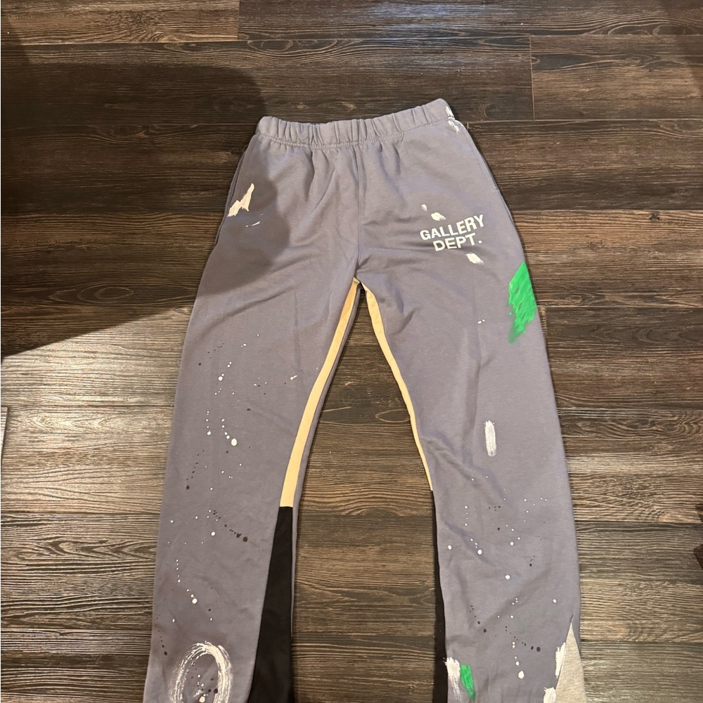 Gallery Dept Mens Sweatpants in Gray with Green and Tan Accents